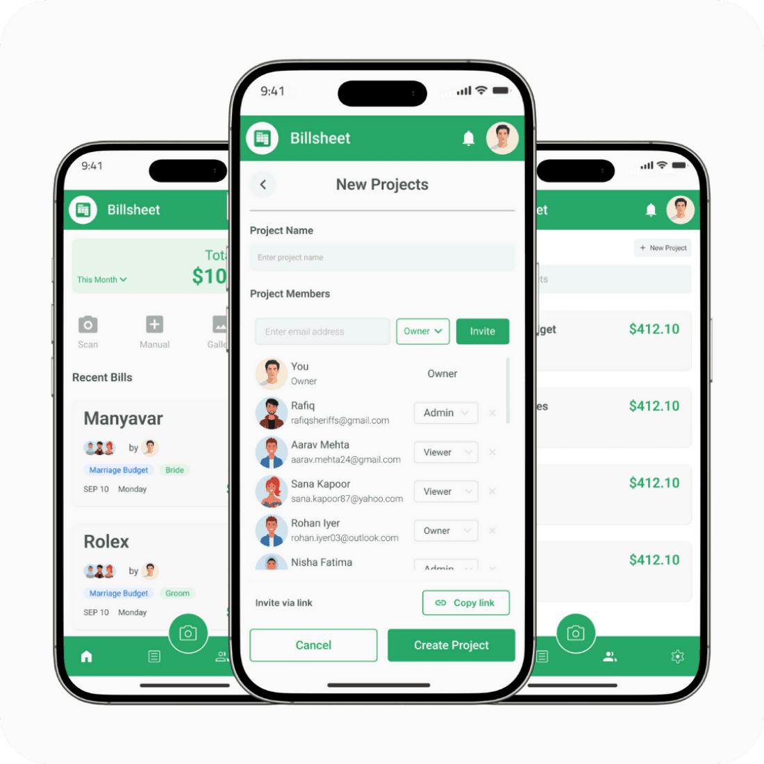 Billsheet features preview